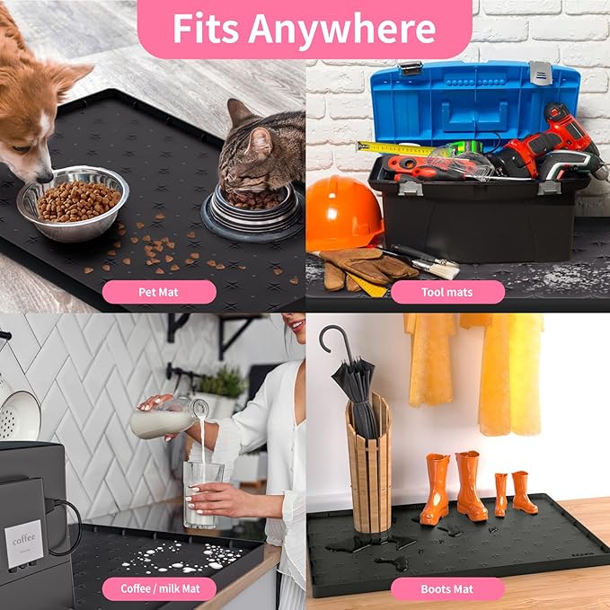 Sdpeia Under Sink Mat 22"×22" Waterproof Silicone Cabinet Liner & Sink Protector for Kitchen & Bathroom, Multi-Purpose Organizers Tray for Pets, Laundry, Cat Litter Mat