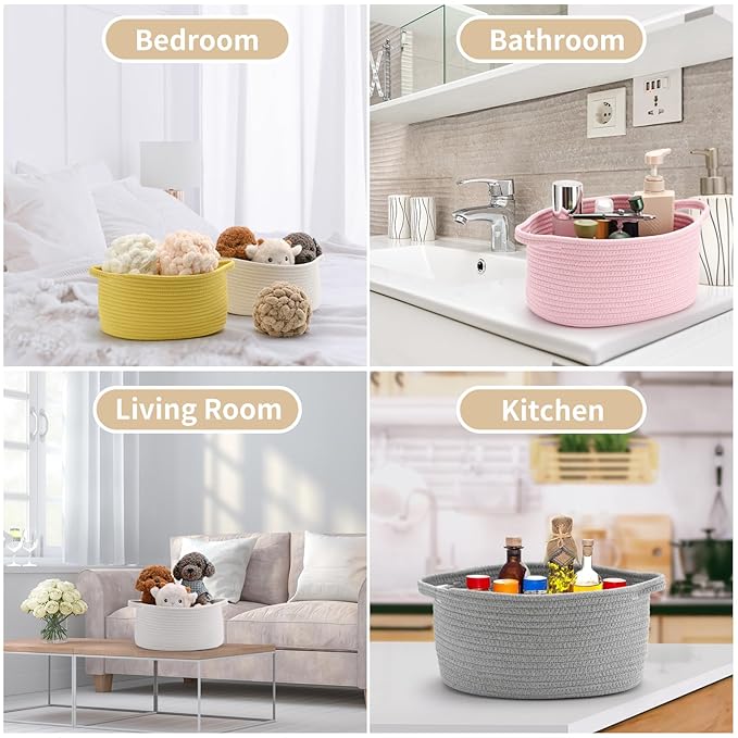 Happyiren Cute Woven Storage Basket with Handle, Baskets for Gifts Empty, Gift Baskets for Valentines Day Birthday Baby Shower Raffle Burr Fundraiser, Decorative Organizer Box for Baby Toy Pet
