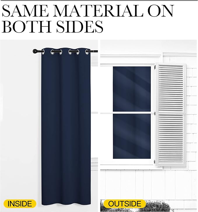 NICETOWN Blackout Curtain Panel, Navy Blue, 55 inches Wide by 86 inches Long, 1 PC, Light Blocking Room Darkening Drape/Drapery for Nursery Room, Ring Top