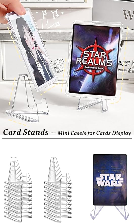 50 Packs Card Display Stand, 2.2 inch Acrylic Easel Mini Card Stand for Sports Graded Trading Baseball Football Card