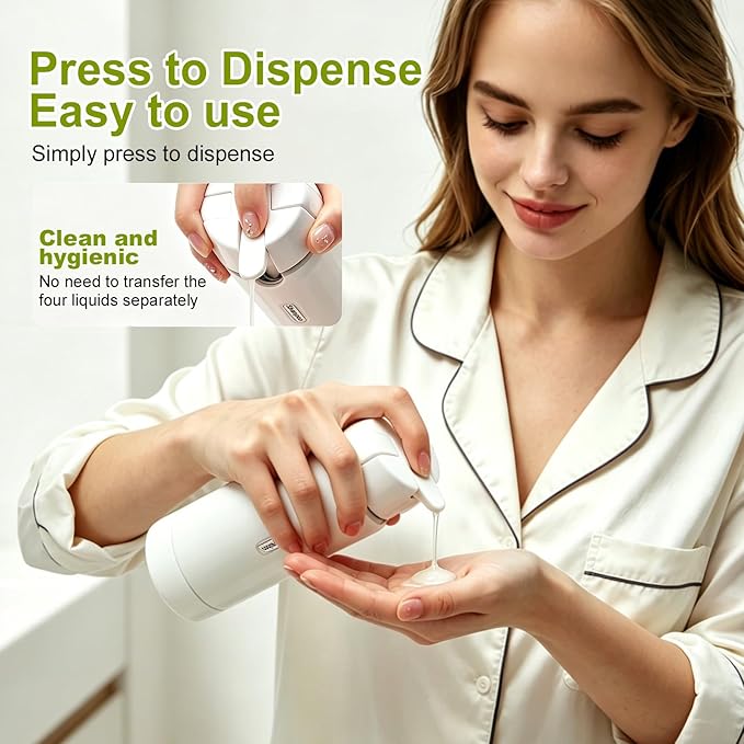 4 in 1 Travel Dispenser Bottle Leakproof Refillable Travel Bottles for Toiletries Portable Size Containers for Shampoo Lotion Cosmetics Travel Essentials for Women Men (Green)