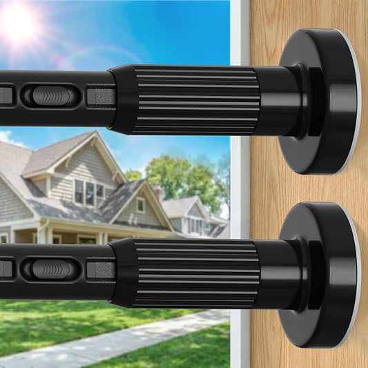 2 Pack Black Tension Curtain Rods for Windows 41-166 Inch Heavy Duty Tension Rod Adjustable Curtain Rods No Drilling for Bathroom Living Room Outdoor Patio Hold Up Blackout Curtains and Non Slip