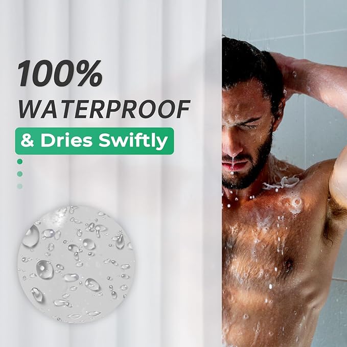 AmazerBath 72x96 Shower Curtain Liner Plastic, Extra Long Shower Curtain Thick PEVA, Frosted Bathroom Curtain Liner 96 Length, Heavy Duty Shower Curtain with 3 Weighted Stones and 12 Grommet Holes