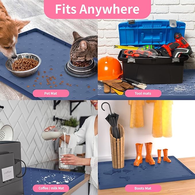 Sdpeia Under Sink Mat 28"×22" Waterproof Silicone Cabinet Liner & Sink Protector for Kitchen & Bathroom, Multi-Purpose Organizers Tray for Pets, Laundry, Cat Litter Mat