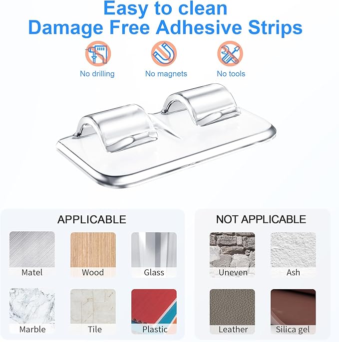 Hooks for Outdoor String Lights Clips: 40Pcs Heavy Duty Light Hook with Waterproof Adhesive Strips - Outside Clear Cord Holders for Hanging Christmas Lighting - Outdoors Sticky Clip