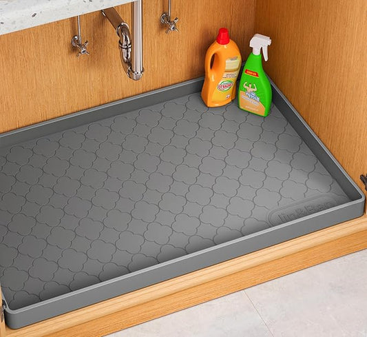 Jin&Bao Waterproof Under Sink Mat 31" x 19", Thick Silicone Mat Cabinet Protector for Kitchen and Bathroom, Shelf Liner, Home Organizer and Storage, Multipurpose Tray for Gadgets and Essentials