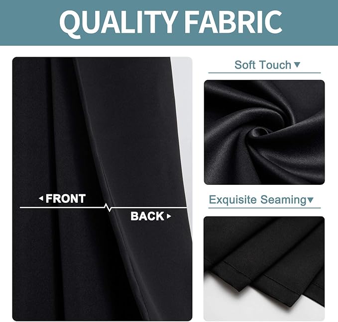 ChrisDowa Blackout Curtains 36 Inches Long for Living Room, Grommet Thermal Insulated Room Darkening Curtains for Bedroom (1 Panel Set, Black, 42W x 36L)