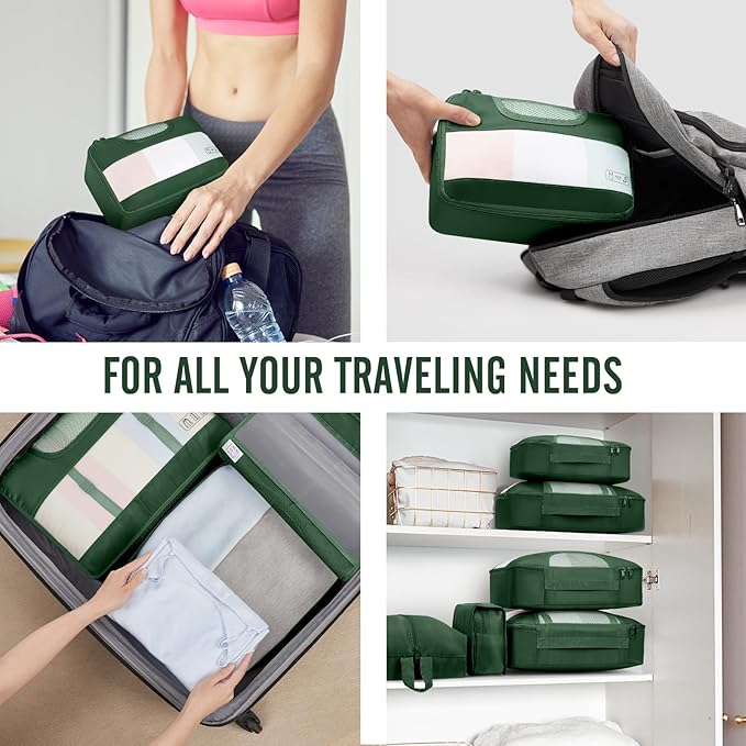 Veken 8 Set Packing Cubes for Travel Essentials, Suitcase Organizer Bags in 4 Sizes, Carry-On Luggage Accessories with Large Laundry & Shoes Bag, Must-Have for Airplane, Road Trip & Camping