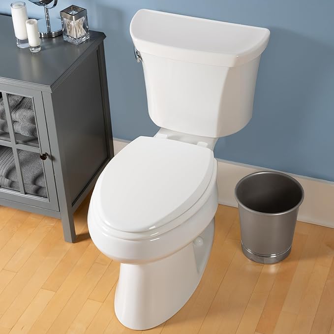 Mayfair Cassel Slow Close Toilet Seat, Easy Clean, Non Slip Premium Wood Seat, Easy Install, Made in USA, Elongated, White, 4-Pack