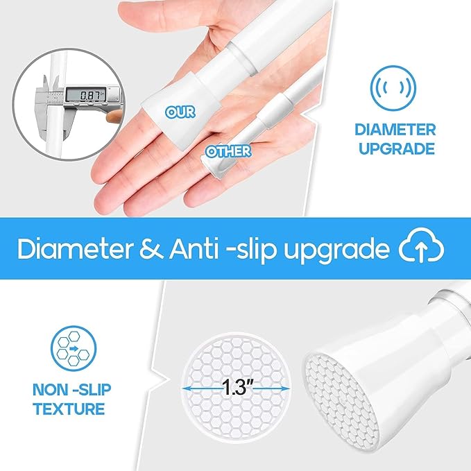Tension Curtain Rod White 1PCS Tension Rods for Windows 30 to 64 Inch Spring Curtain Rod Adjustable Tension Curtain Rod of Bathroom Window Curtain Rod Closet rod Kitchen rod Wardrobe