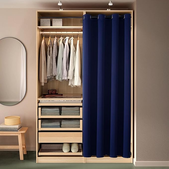 ChrisDowa Blackout Curtains 70 inches Wide for Bedroom - Extra Wide Grommet Thermal Insulated Room Darkening Curtains for Living Room (1 Panel, Navy Blue, 70 x 63 Inch)