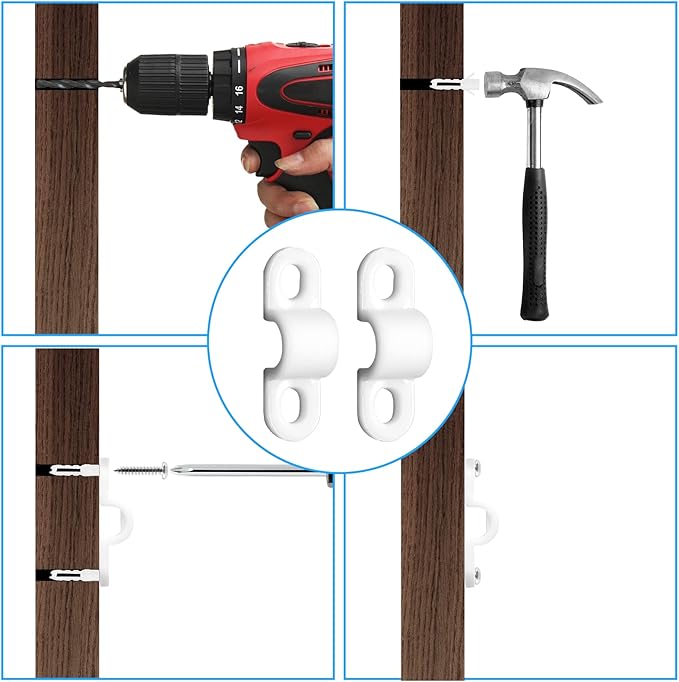 BokWin 24 Sets Wire Shelf Back Wall Clip,White Wire Shelf Loop Clips for Concrete Installation（120）
