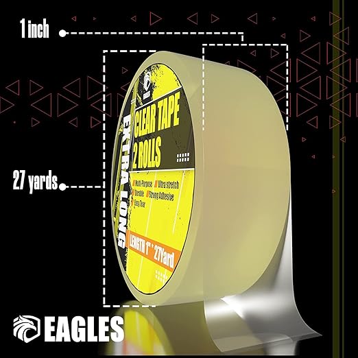 EAGLES Hockey Tape Multipurpose Cloth Tape Roll for Lacrosse Baseball & Softball Bats, Rackets, Pullup Bars, Gardening Tools, Sports Gift Perfect for Wrist, Ankle, Foot, Knee and Hand Taping (Clear)