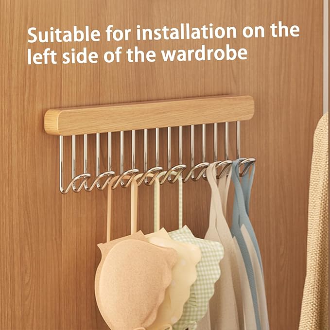 12 inch valet rods for closets, extendable and pull-out wardrobe pole for hanging clothes,bras,tie,belt,wardrobe pole with metal hooks, closet valet rod slide out,hanger wall (Left hook)