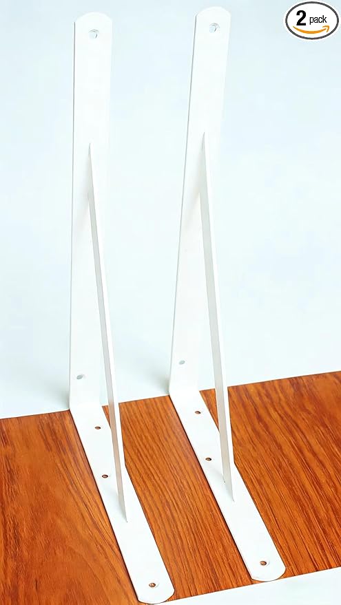 2 Pack L12 x H 8" White Heavy Duty Shelf Brackets with Screws Metal Shelf Brackets Shelf Support Angle Brackets for Shelves L Brackets Heavy Duty Floating Shelf