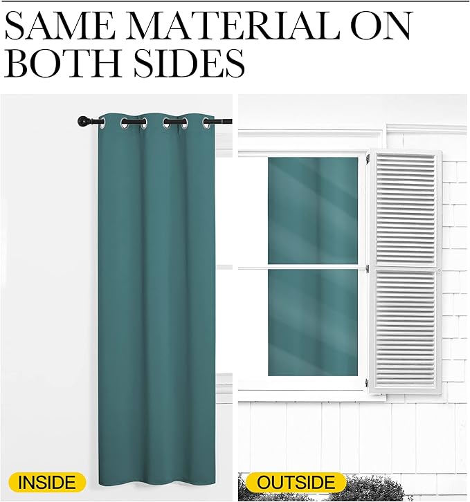NICETOWN Blackout Curtain 108 inches Long, Grommet Thermal Insulated Extra Wide Room Divider Drape Window Treatment for Sliding Glass Door/Living Room, W120 x L108, Sea Teal, 1 Panel