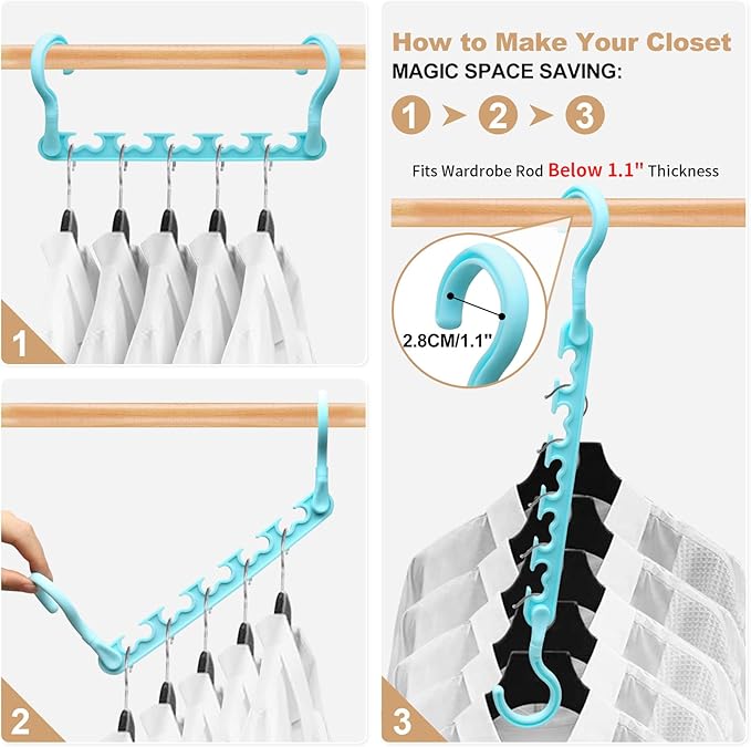 4 Pack College-Dorm-Room-Essentials for Girls,Closet-Organizers and Storage,Closet-Storage Plastic Clothes Hangers with 5 Holes Hangers Space Saving