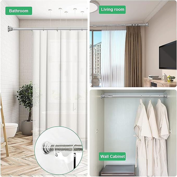 Adhesive Shower Curtain Rod Holder,No Slippage Wall Mount Retainer of Shower Rod for bathroom,Heavy Duty Tension Rod brackets No Drilling(Shower Curtain Rod Not Included) (4 Pack)