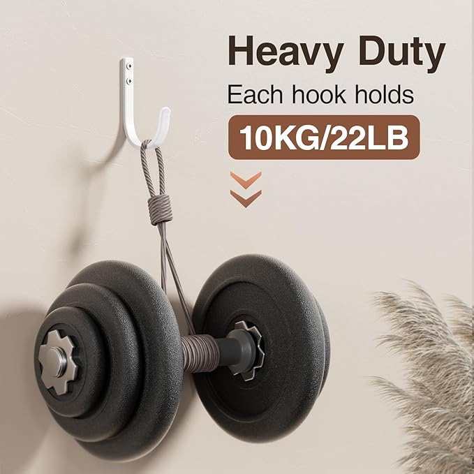 Wall Hooks for Hanging Towel/Coat - 22LB Screw in Metal Hanger Wall Mount, for Outdoor, Closet, Door, Bathrooms, for Backpack, Robe, White 20 Pack