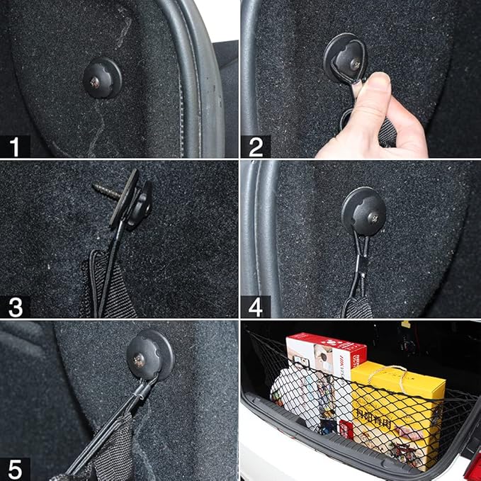 Car Rear Cargo Net, Universal Adjustable Elastic Trunk Cargo Storage Organizer Net, Double-Layer Storage Nylon Mesh Compatible for SUV, Jeep, Truck（43.3 x 15.7in）