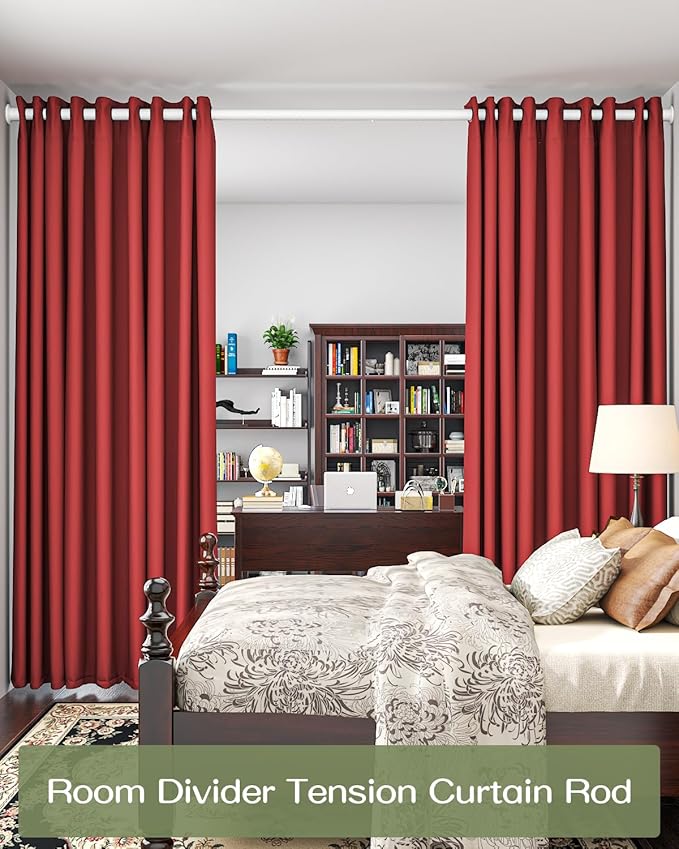 ALLZONE Tension Curtain Rod for Window, 2 Pack 83-123 Inches, Heavy Duty Curtain Rods No Drilling, Non-Slip Bathroom Shower Tension Rod, Renter Friendly, Adjustable, Spring Loaded, Extra Long, White