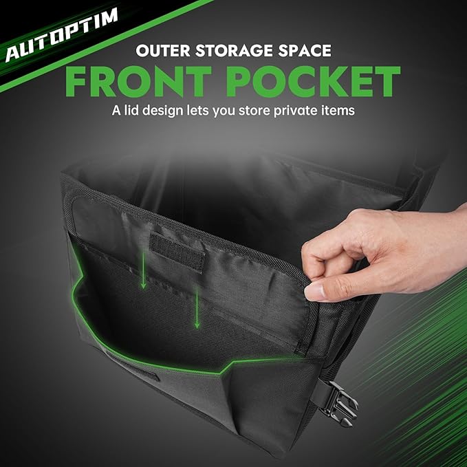 AUTOPTIM Car Trunk Organizer - 85L Collapsible Car Organizer with Non Slip Bottom & Multiple Pockets for Groceries, Trunk Storage with Base Panel for SUV Sedan Van, 3 Compartments (Black, Large)