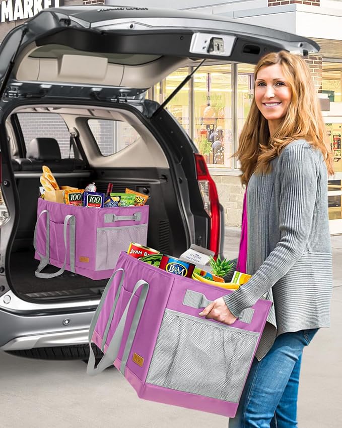WONDAY Extra Large Utility Tote Bag - Standing Reusable Grocery Bag with Handle, Collapsible Storage for Shopping, Beach