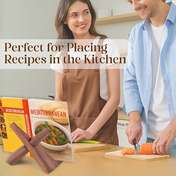 XKDOUS 6.5 Inch Thicken Plate Stand for Displaying Wooden Cook Book Stand for Kitchen Decorative Plate Display Stand Picture Frame Holder for Book, Plate, Photo, Table Top Easels