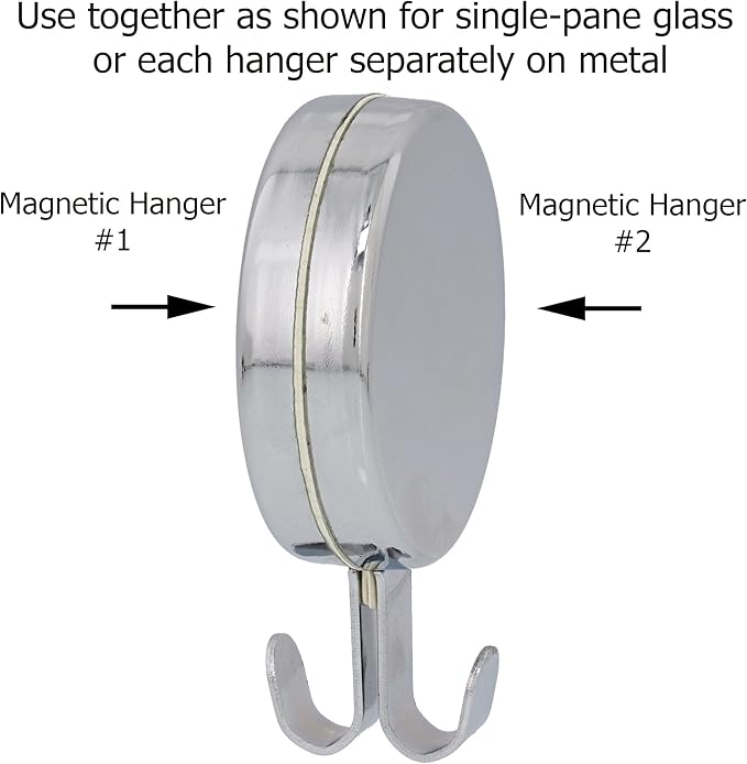 Haute Decor Attract Magnetic Hanger, 1 Pack (Textured Silver) - Strong Magnet Hook for Metal Doors and Surfaces