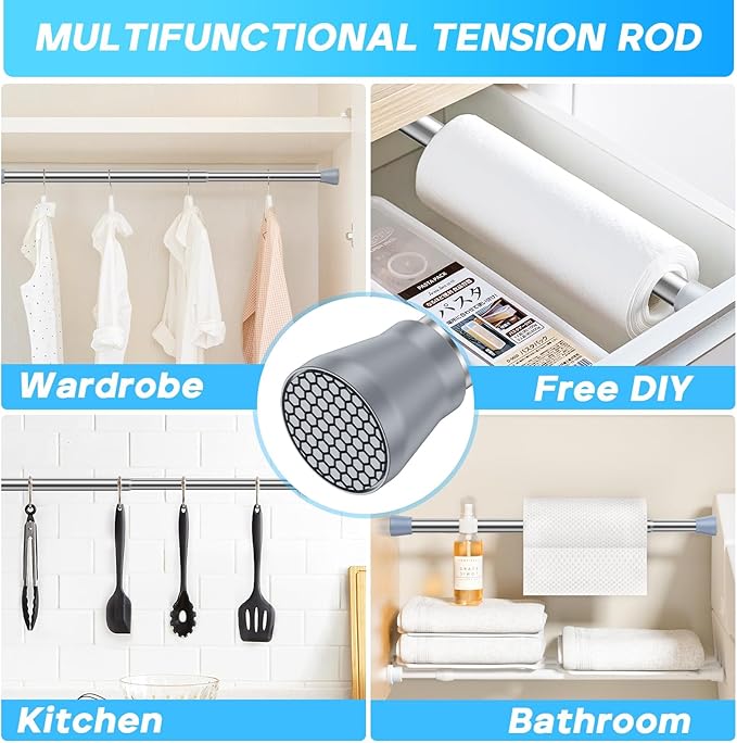 Tension Rod 16 to 26 Inch Sliver Tension Curtain Rod No Drill Spring Tension Rod 2pack Small Tension Rod for Cupboard Closet Bookshelf Diy Projects Wardrobe Spring Loaded Curtain Rods