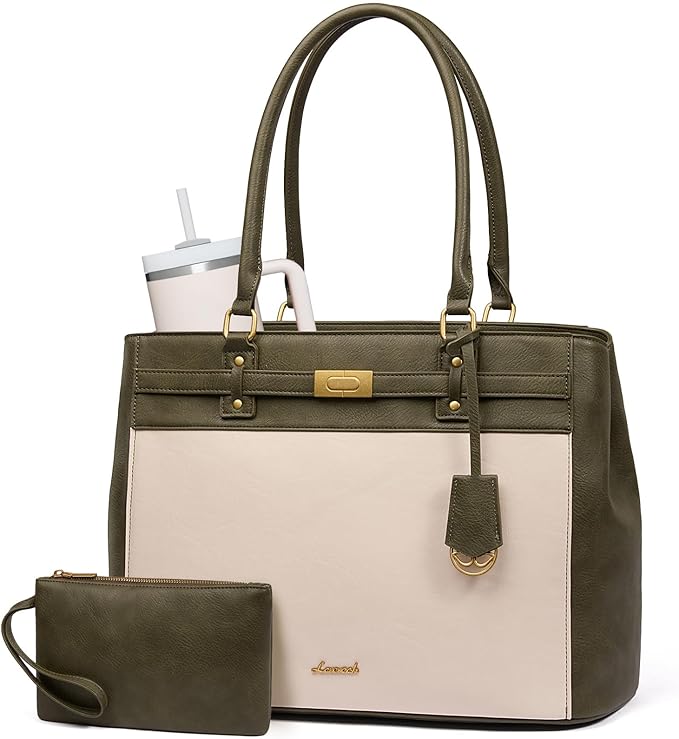 LOVEVOOK Laptop Tote Bag for Women, 17.3 Inch Waterproof Leather Work Computer Bag, Large Business Office Briefcase Shoulder Handbag Purse Gifts for Women