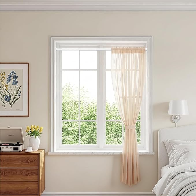 White Tension Curtain Rods 23 to 46 Inch,Spring Loaded Curtain Rods No Drilling,Small Tension Rod for Windows Door Closet,Pressure Rod