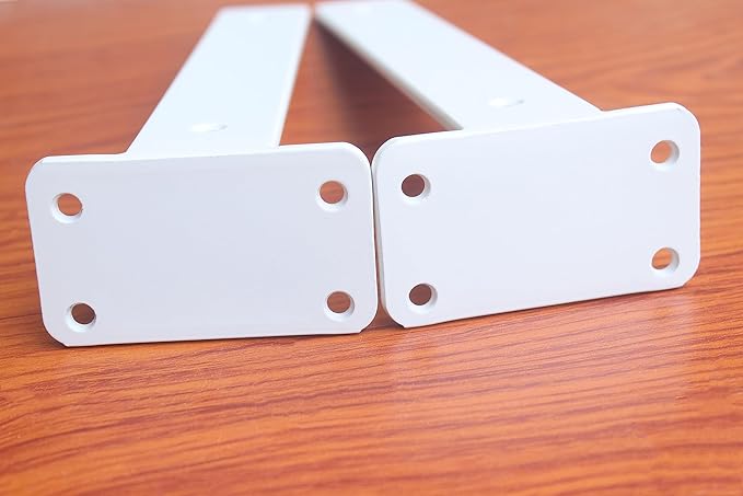 8 Pack - 10 inch White Hidden L Shelf Bracket (1/5 Inch Thicked) Iron Floating Shelf Brackets Rustic Industrial Metal Brackets for Shelf Support