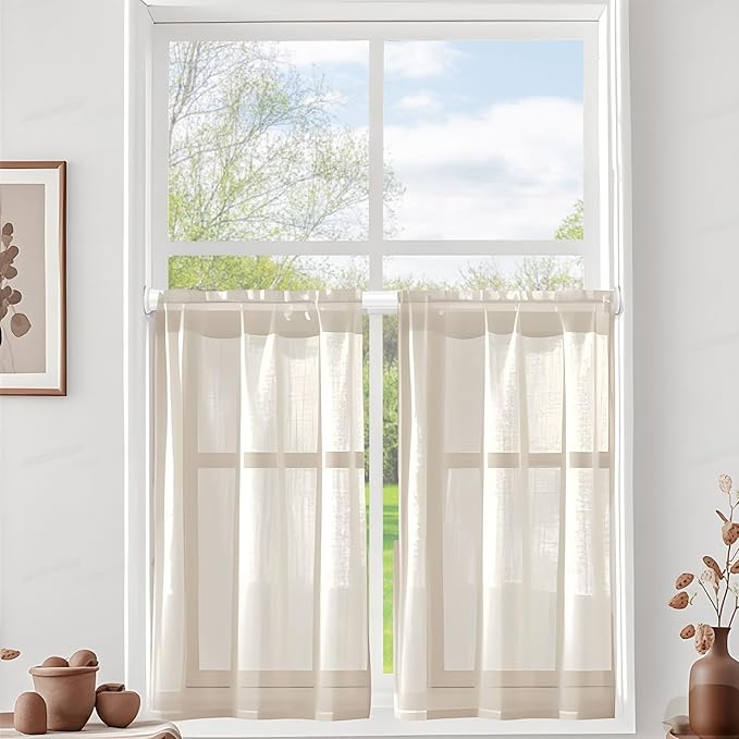 White Spring Tension Curtain Rods 18-36 Inch Adjustable Expandable Spring Loaded Curtain Rods No Drilling Suitable for Small Short Tension Rods 23-34 Inch Doors, Windows, Closet