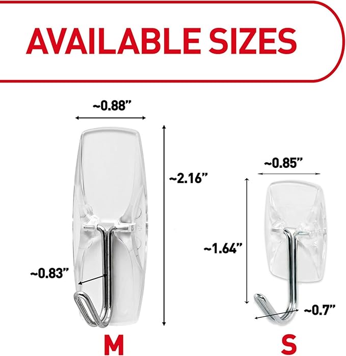 Command Medium Clear Wire Toggle Hooks, 6 Wall Hook and 8 Strips, Damage-Free Hanging with Adhesive, Great for Hanging, Organization, and Storage, Holds up to 2 lb