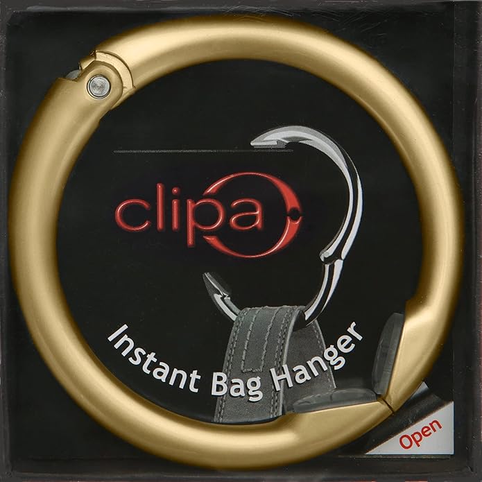 Clipa Bag Hanger - The Ring that Opens Into a Hook, Closes Automatically | Hangs Almost Anywhere in Just 1/2" of Space | Holds 33 lbs Yet Weighs Only 1.6 oz | 8 Styles | 3 yr Warranty