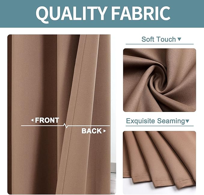 ChrisDowa Grommet Blackout Curtains for Bedroom - Thermal Insulated Room Darkening Curtains for Living Room (1 Panel Set, Cappuccino, 42W x 84L)