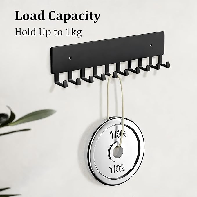 Key Holder Wall Mount with 10 Hooks - Key Rack Organizer for Entryway, Kitchen & Office, Screw-in Mounting 2 Pack 14 Inch