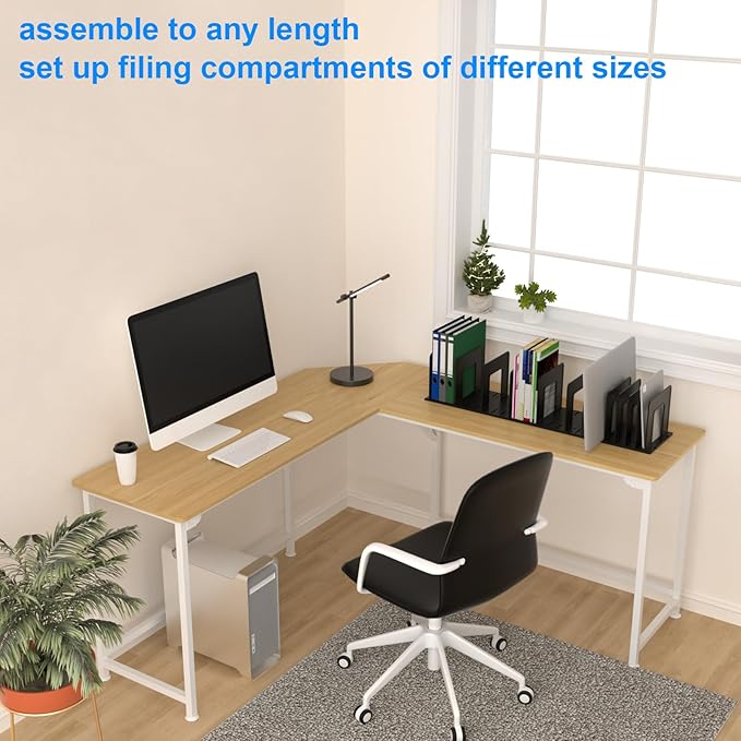 Translucent Frosted Adjustable Vertical File Sorter Sturdy Plastic Expandable Upright File Holder, Desktop Binder Organizer, School Office Book File Organizer, Assemble Easily Endlessly