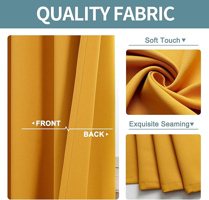 ChrisDowa Blackout Door Curtain for Doorway Privacy, Grommet Closet Curtain for bedroom closet door, Thermal Insulated Temporary Door Cover Room Divider Drapery (1 Panel, Mustard Yellow, 34 x 80 Inch)