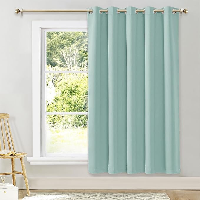 NICETOWN Blackout Wide Blinds for Sliding Door, Aqua Blue, W70 x L72, 1 Panel, Insulated Noise Reduction Drapes, Privacy Vertical Curtain for Living Room&Bedroom