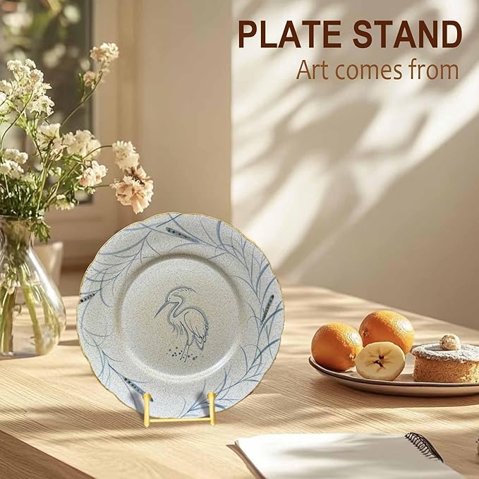 Hoewina Plate Stands for Display, Plate Holder Display Stands, Metal Frame holder stand for Book, Picture, Decorative Plate, Photo and Platter, Tabletop Art (8IN 5PCS-Gold)