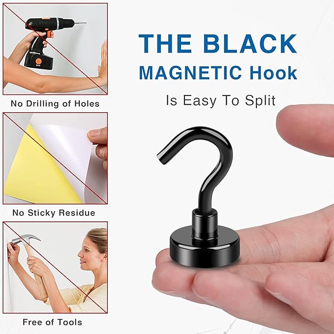 LOVIMAG Magnetic Hooks Heavy Duty, 30Lbs Magnetic Hooks for Cruise Ship Essentials, Magnet Hooks for Cruise Cabins, Refrigerator Magnets for Hanging, Fridge, Decor, Garage- 45 Pack