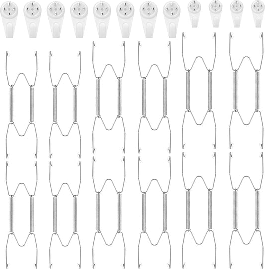 Hotop 12 Pieces Plate Hangers for Wall 8/10/12 Inch Stainless Steel Wire Invisible Plate Hangers Heavy Duty Display Holders with 12 Pieces Hooks for Wall Decorative(Silver)