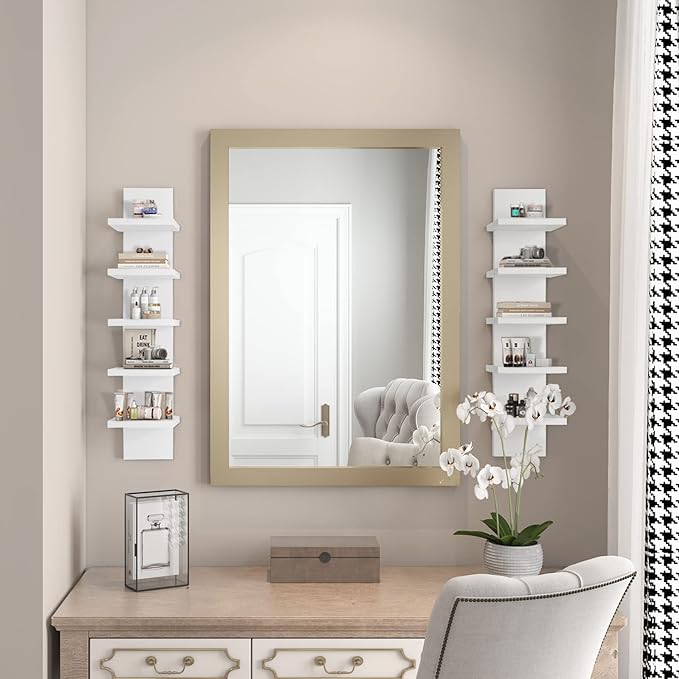 Homaterial 5 Tier Wall Shelf Unit, Small White Vertical Floating Shelf-Narrow Decorative Wall Mount Modern Wall Decor Shelves for Bedrooms, Living Rooms