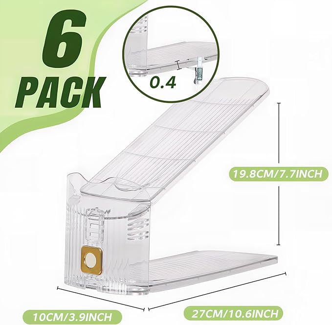 6 Pack Shoe Slots Organizer, Shoe Stackers Organizer for Closet Adjustable Shoe Holder Space Saver 50% Shoes Racks for Closet Organization