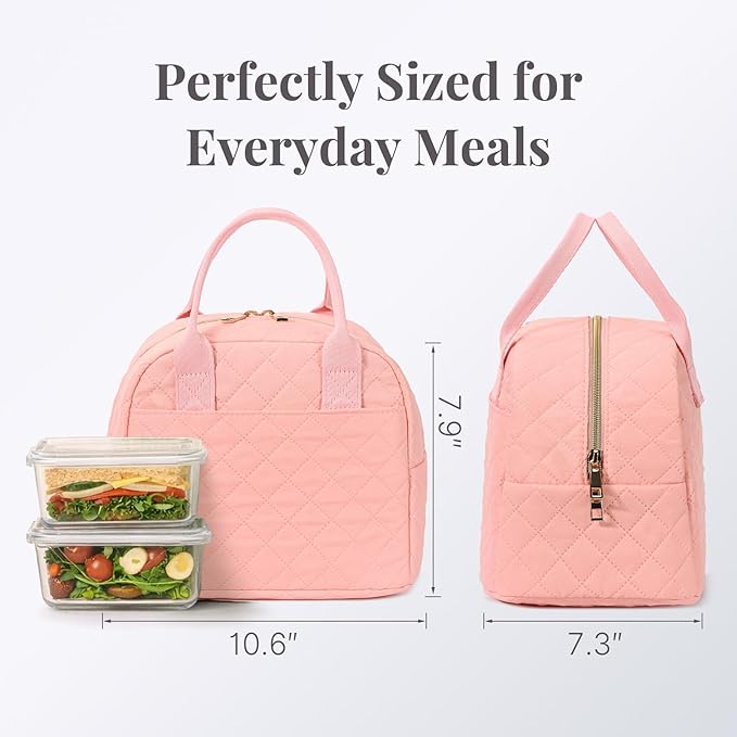 LOVELYWIND Lunch Bag for Women, Insulated Lunch Box, Reusable Water-Resistant Lunchbox Cooler with Front Pocket, Large Capacity Lunch Tote Bag for Work, Travel, Picnic