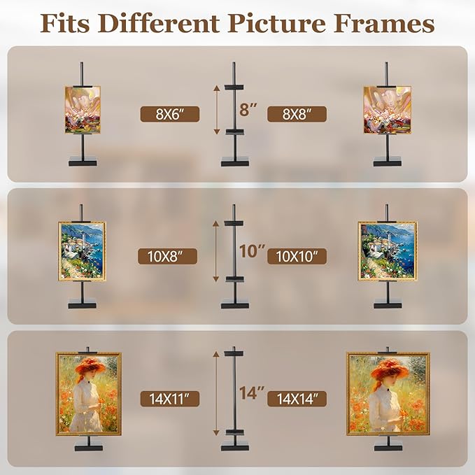 1pcs Adjustable Tabletop Easel Stand for Picture Frames, Picture Easels for Display, Gold Easel, Picture Frame Stand, Adjustable Art Easel.(18inch,Black)