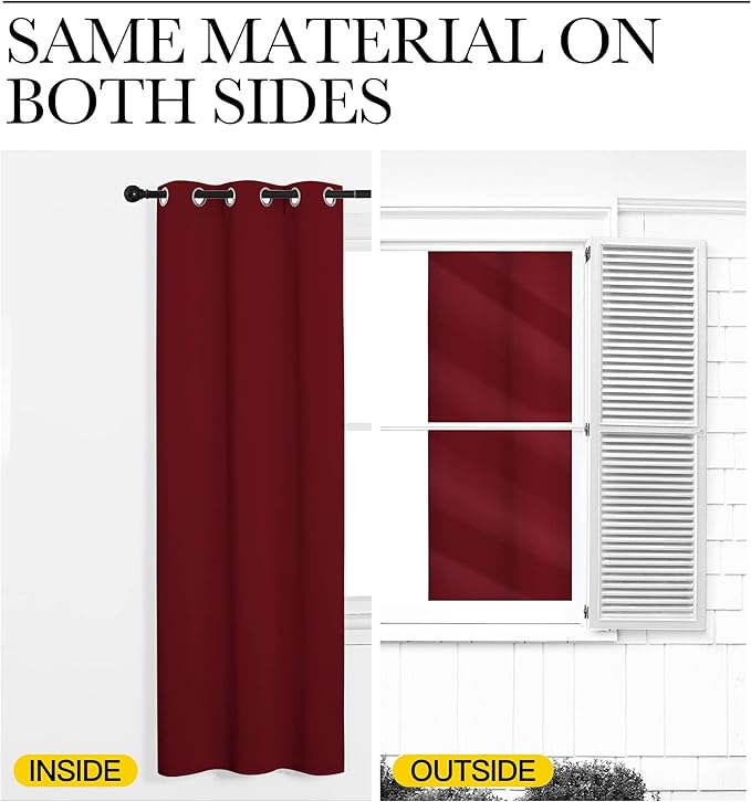 NICETOWN Blackout Curtain 57 inch Length, W55 x L57 Inch, Burgundy Red, 8 Grommets Top, 1 Piece, Thermal Insulated Modern Window Treatment Soundproof Drape Panel for Bedroom/Living Room
