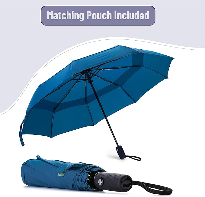 Mr. Pen- Windproof Travel Umbrella, Small Water-Resistant Automatic Folding Umbrella for Rain and Sun, Light, Compact and Portable for Women & Men, Fits Car & Backpack